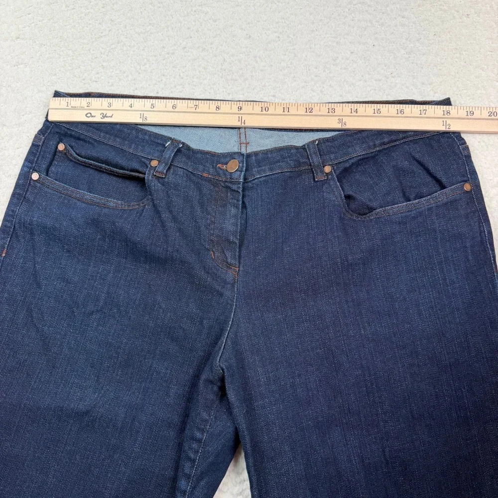 Eileen Fisher Jeans XL Blue Organic Cotton Stretch Capri Denim Dark Wash